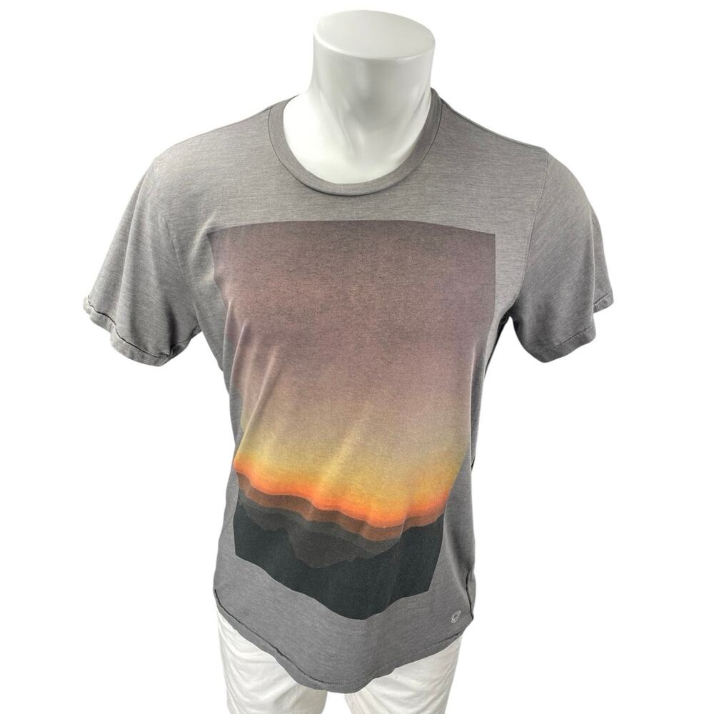 7 For All Mankind Mens Gray Crewneck Short Sleeve Graphic Tee T shirt Top Size M